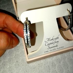 Silver plated hoop earrings with Swarovski crystals